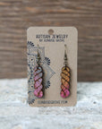Yarn Hank Earrings - Mixed Colors/Wood for Fiber Enthusiasts