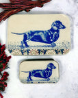 Dachshund notions tin, stitch marker tin