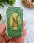 Bunny notions tin, stitch marker tin