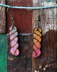 Yarn Hank Earrings - Mixed Colors/Wood for Fiber Enthusiasts