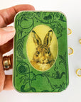Bunny notions tin, stitch marker tin