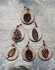 Knitting Stitch Markers - Walnut - Set of 6 - Pine Cones