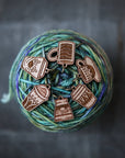 Cherry Wood Coffee Cup Stitch Markers for Knitting, Set of 6