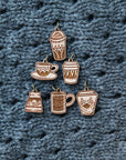 Cherry Wood Coffee Cup Stitch Markers for Knitting, Set of 6