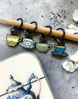Tea set knitting stitch markers
