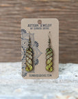 Yarn Hank Earrings - Mixed Colors/Wood for Fiber Enthusiasts