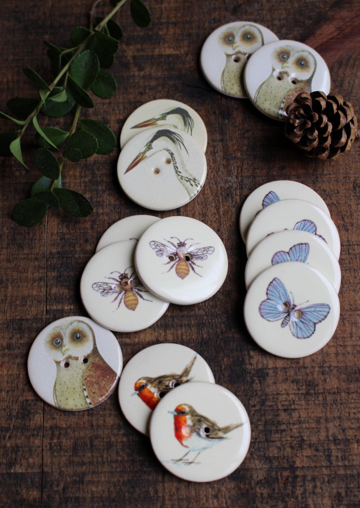 Flying Friends Ceramic Buttons (Set of 10)