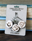 Maple Wood Knitting Stitch Markers Books & Coffee Set of 6