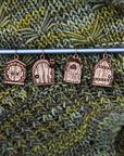 Cherry Wood Fairy & Gnome Door Stitch Markers, Set of 6