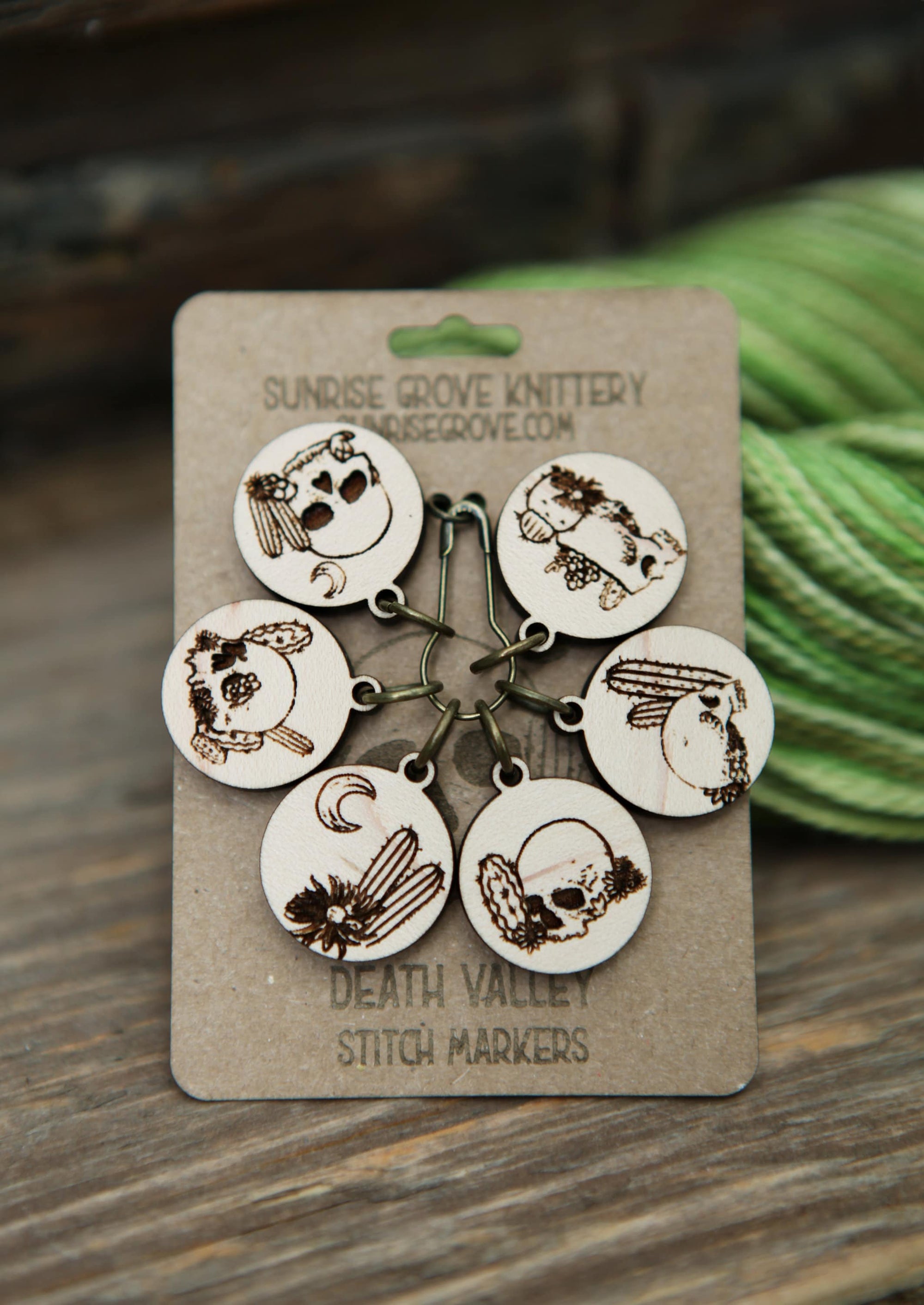 Death Valley Stitch Markers Set - Skulls, Cactus, Flowers