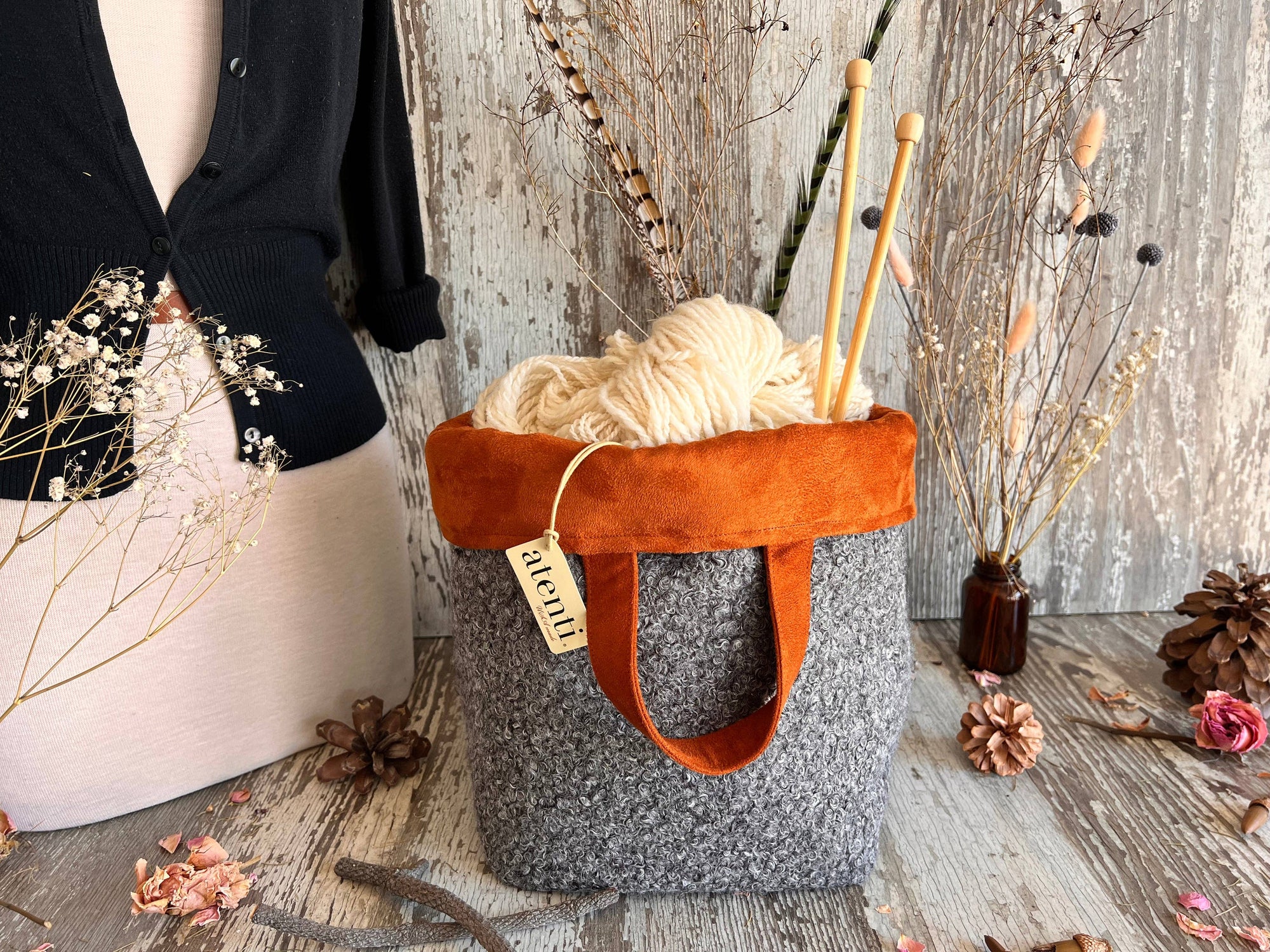 Atenti - The Charlie Hope Basket - Knitting and Crochet Project Bag