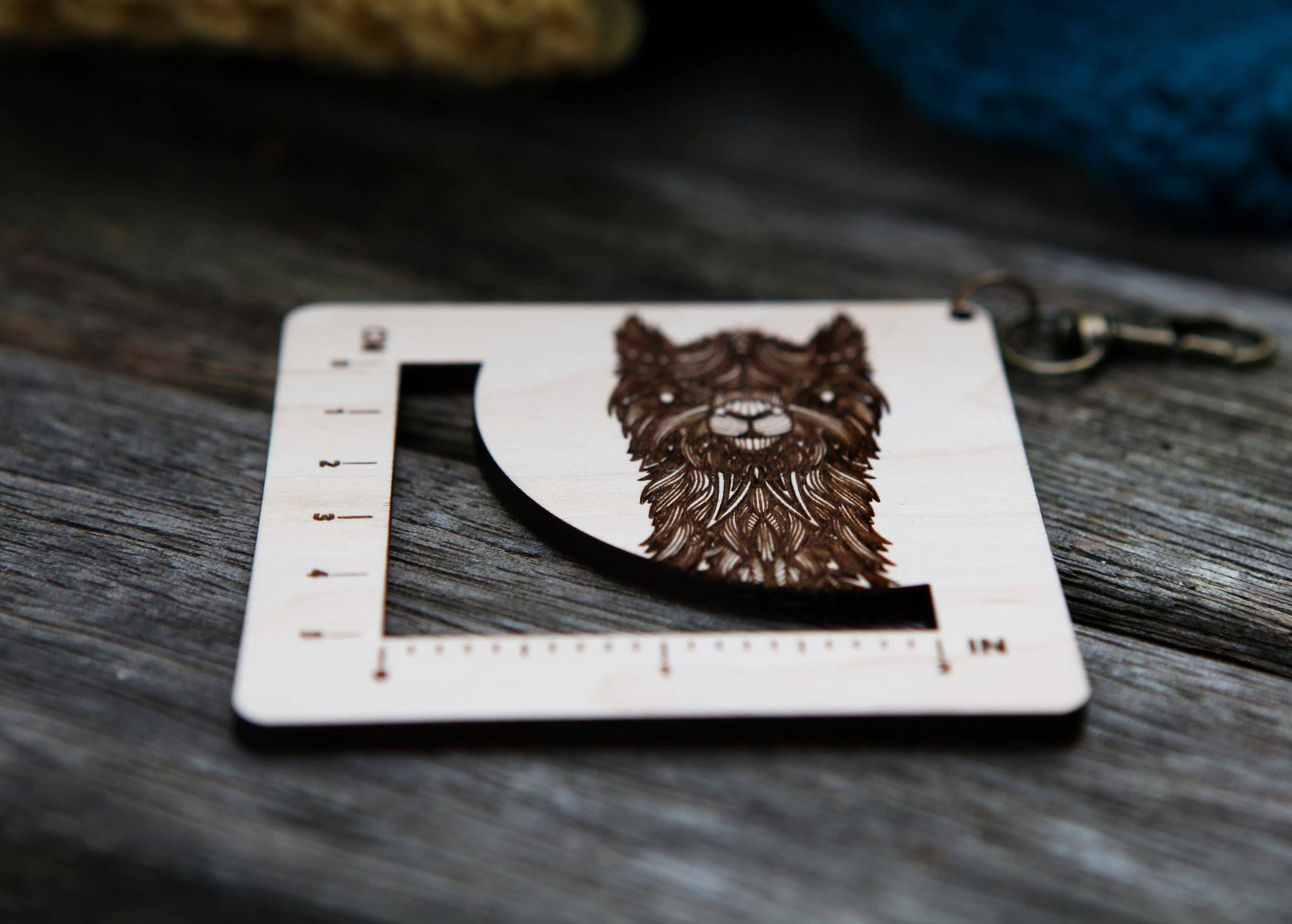 Alpaca Fiber Arts Swatch Ruler, Maple &amp; Bronze Clasp