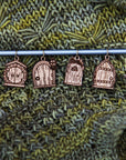 Cherry Wood Fairy & Gnome Door Stitch Markers, Set of 6
