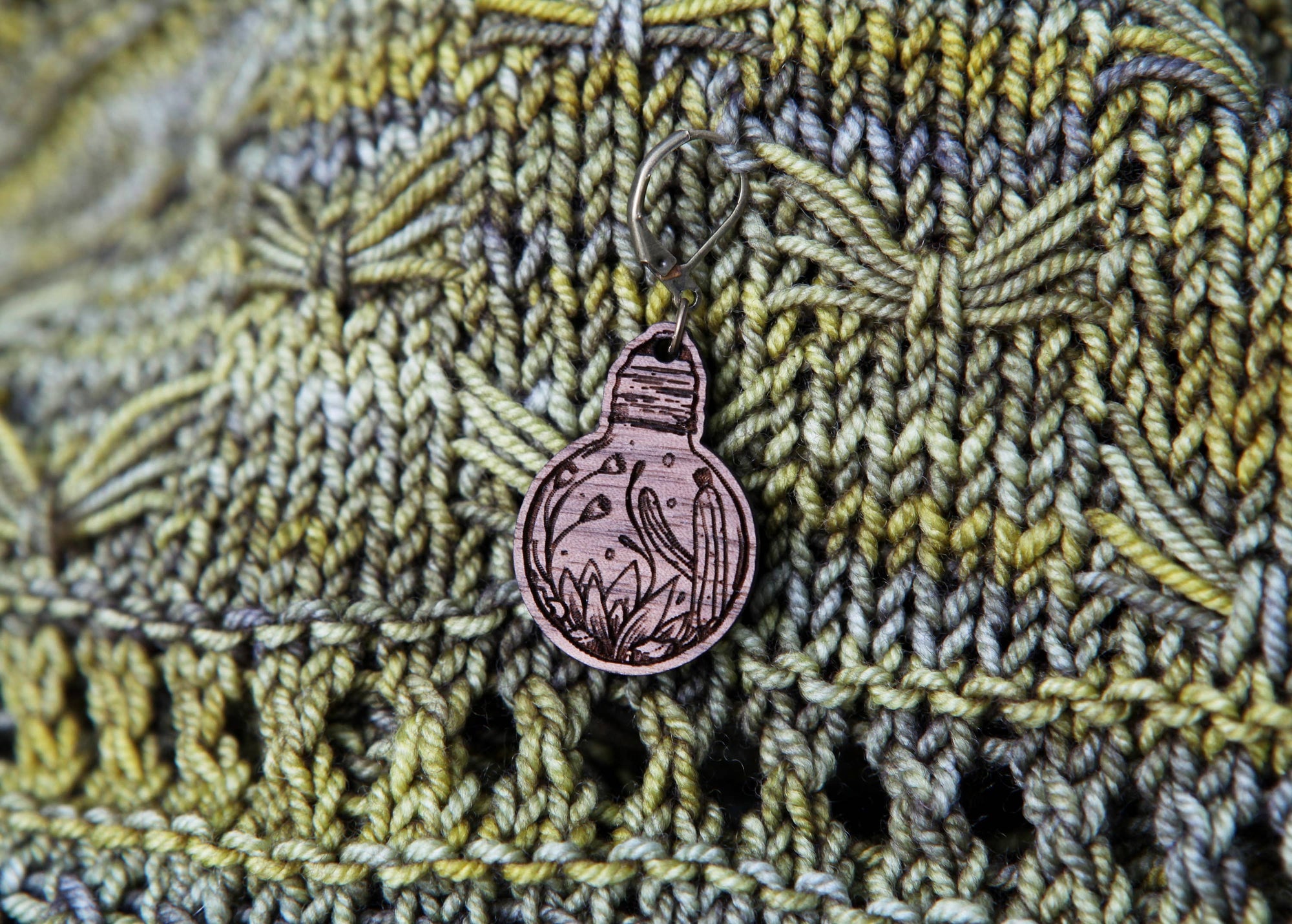 Terrarium Light Bulb Stitch Markers Set of 3 Desert Scenes