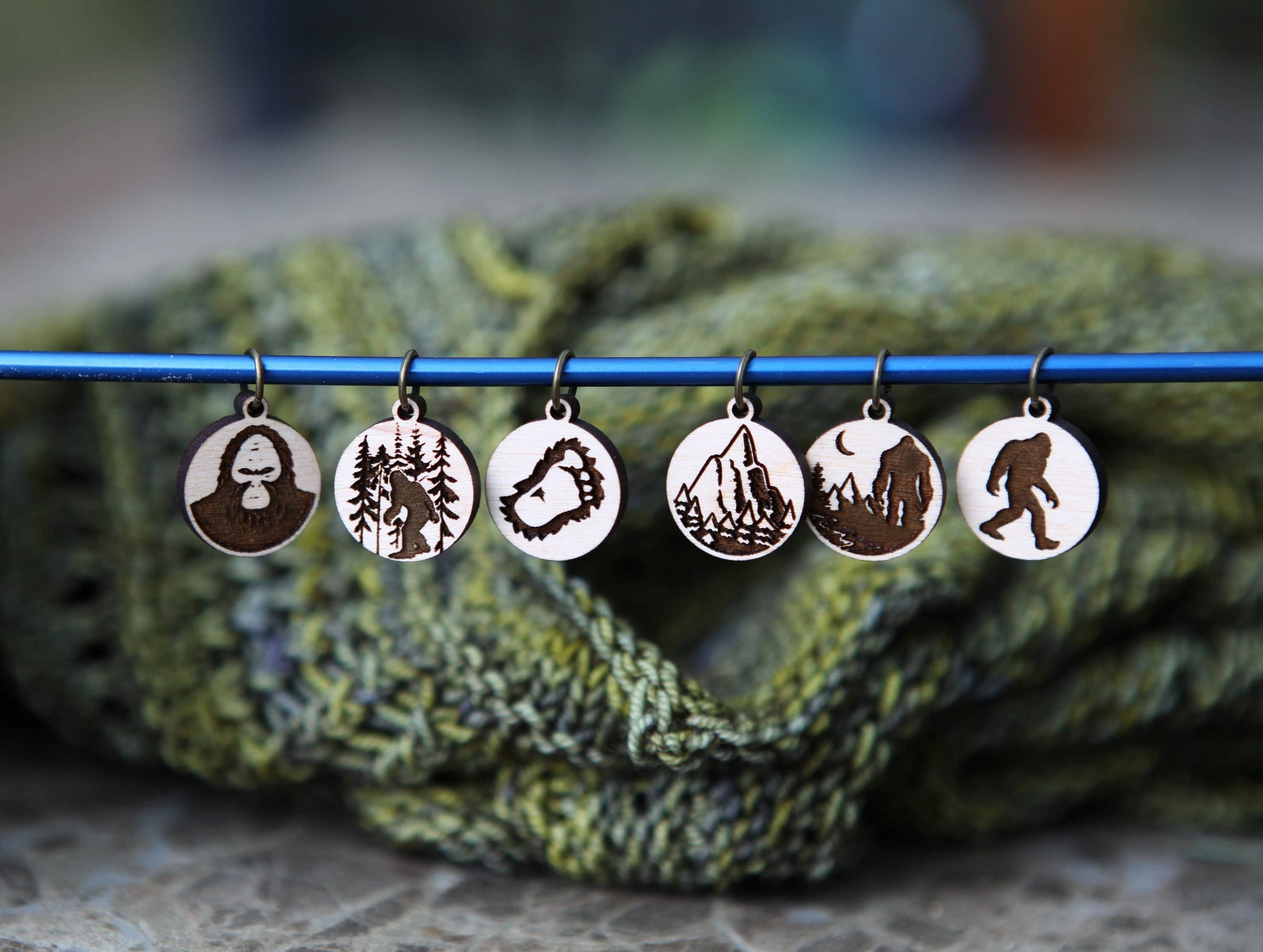 Sasquatch Stitch Markers Maple Set of 6 - Yeti, Bigfoot