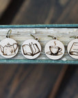 Maple Wood Knitting Stitch Markers Books & Coffee Set of 6