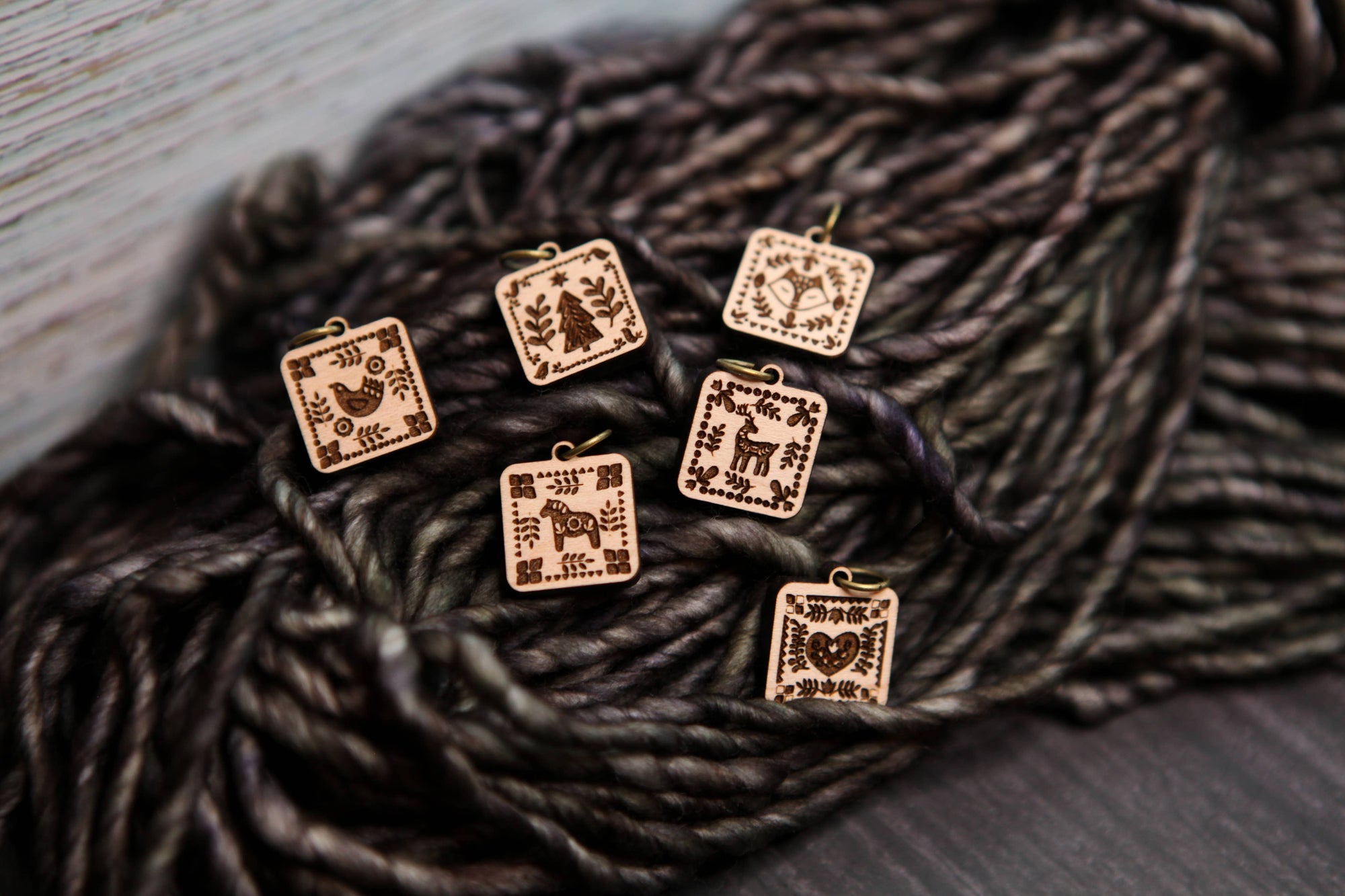 Scandinavian Stitch Markers, Nordic knitting block pattern