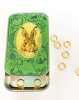 Bunny notions tin, stitch marker tin