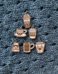 Cherry Wood Coffee Cup Stitch Markers for Knitting, Set of 6
