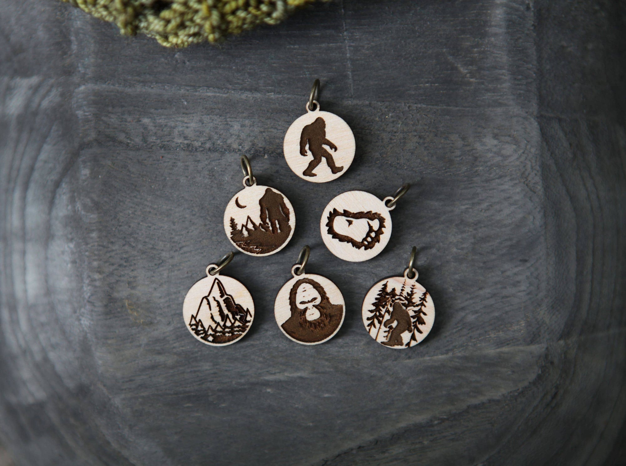 Sasquatch Stitch Markers Maple Set of 6 - Yeti, Bigfoot