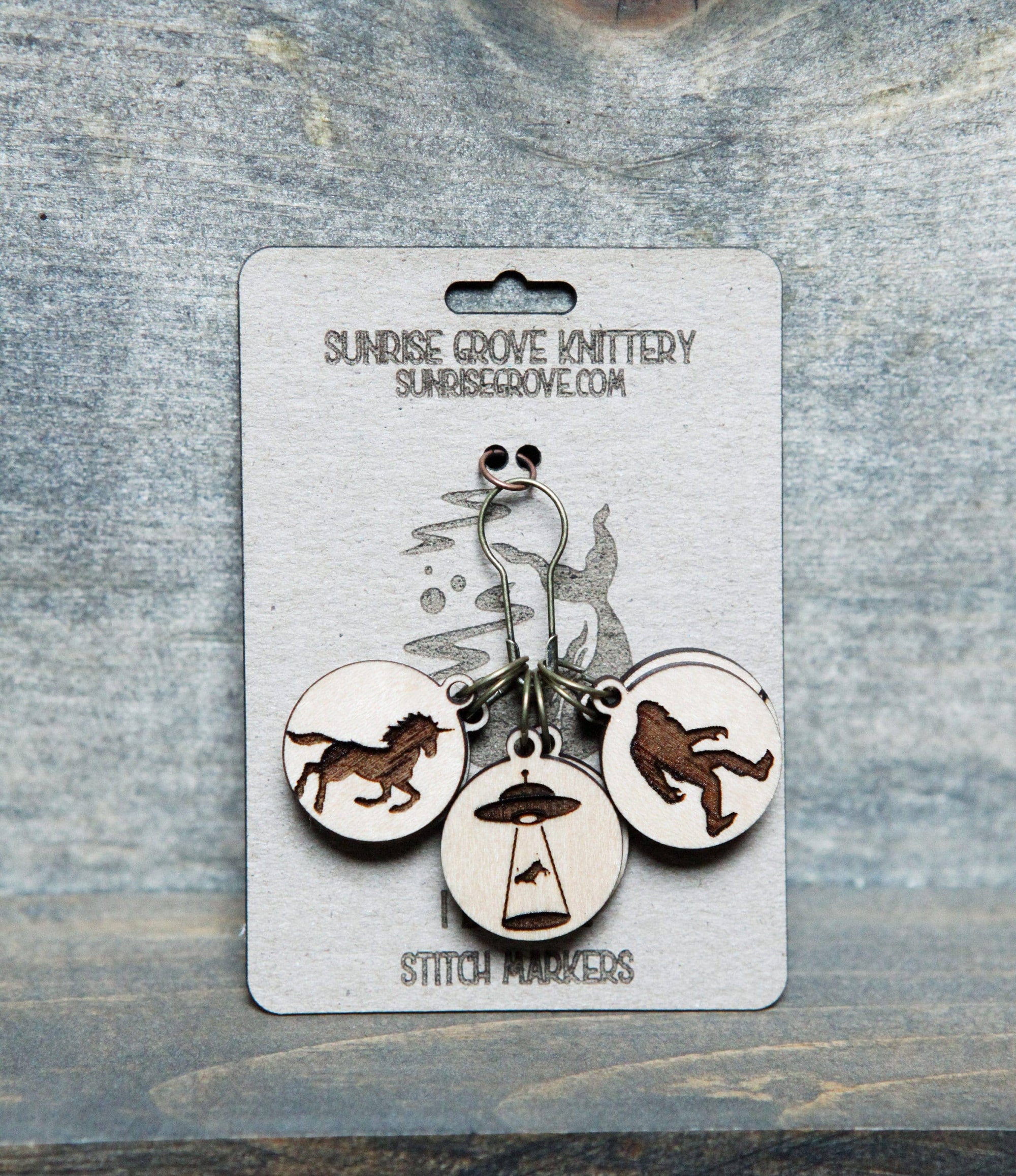 Cryptid Mythical Creatures Knitting Stitch Markers, Set of 6