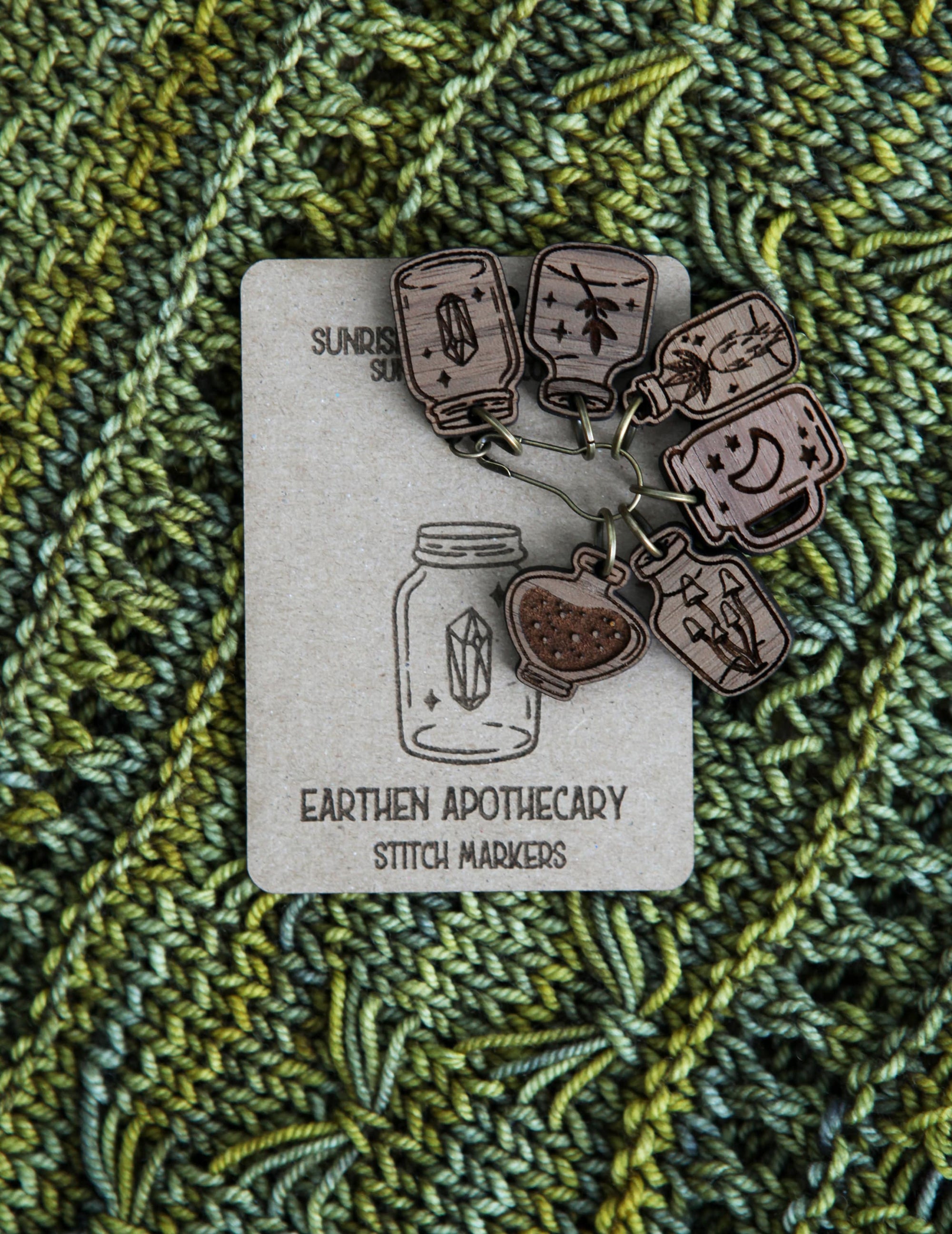 Apothecary Knitting Stitch Markers, Set of 6