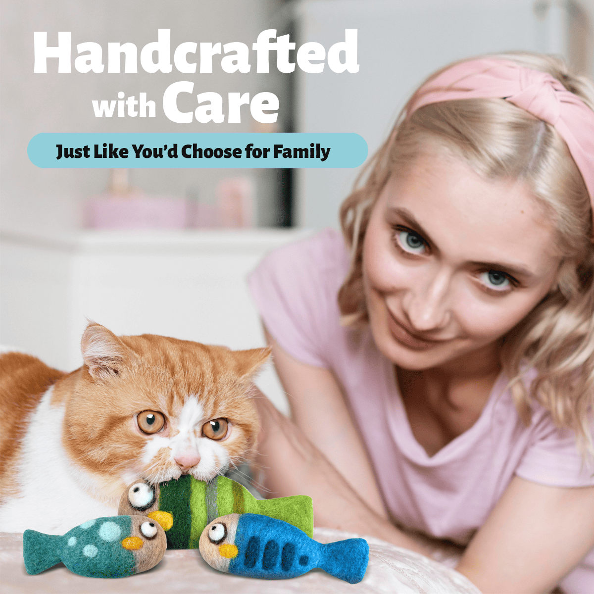 Woolbuddy Handmade Felted Fish Cat Toy