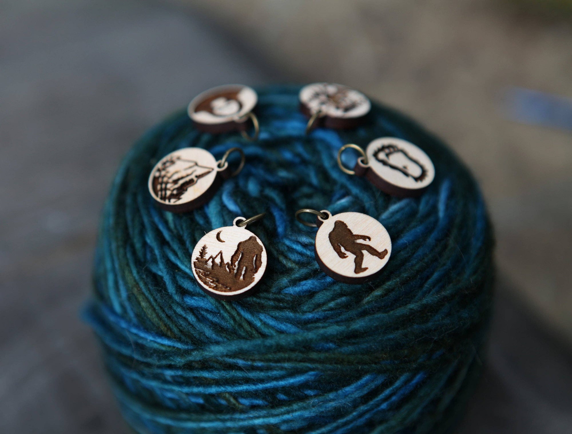 Sasquatch Stitch Markers Maple Set of 6 - Yeti, Bigfoot