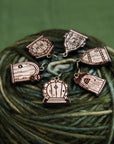 Cherry Wood Fairy & Gnome Door Stitch Markers, Set of 6