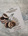 Knitting Stitch Markers - Walnut - Set of 6 - Pine Cones