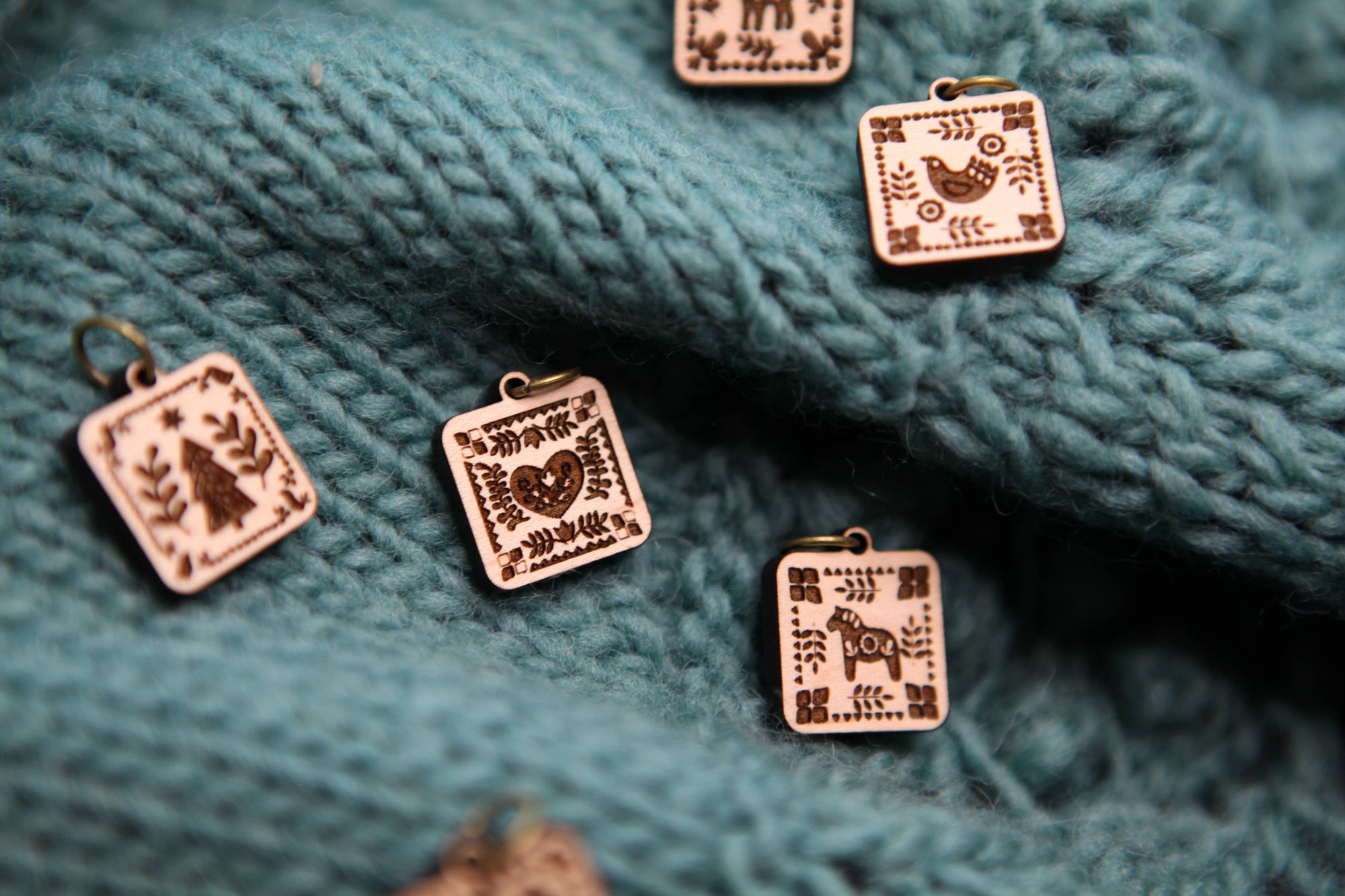 Scandinavian Stitch Markers, Nordic knitting block pattern