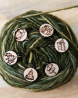Summit Trail Hiking Stitch Markers Cherry Wood - 6 Pack