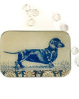 Dachshund notions tin, stitch marker tin