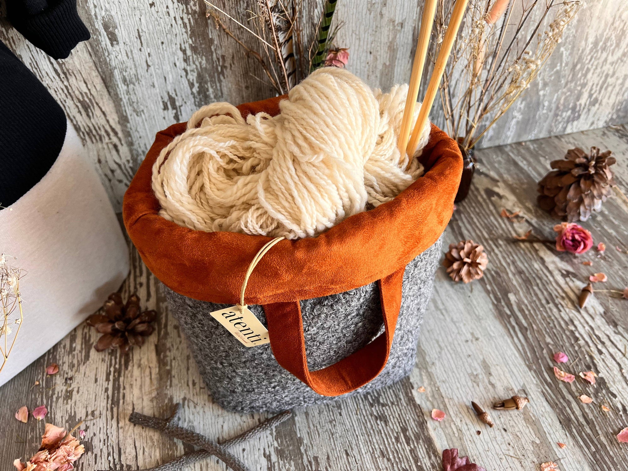 Atenti - The Charlie Hope Basket - Knitting and Crochet Project Bag