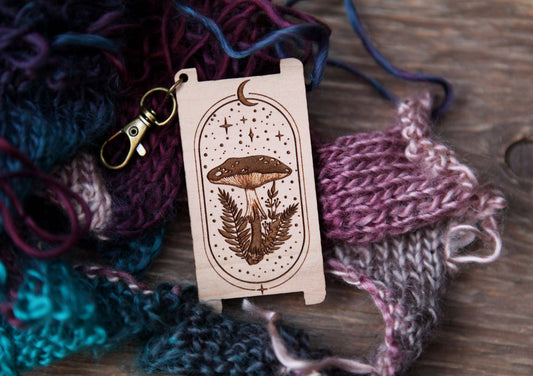 Mystical Mushroom WPI Ruler for Yarn Gauge with Moon & Stars