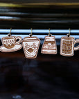 Cherry Wood Coffee Cup Stitch Markers for Knitting, Set of 6