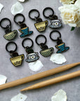 Tea set knitting stitch markers