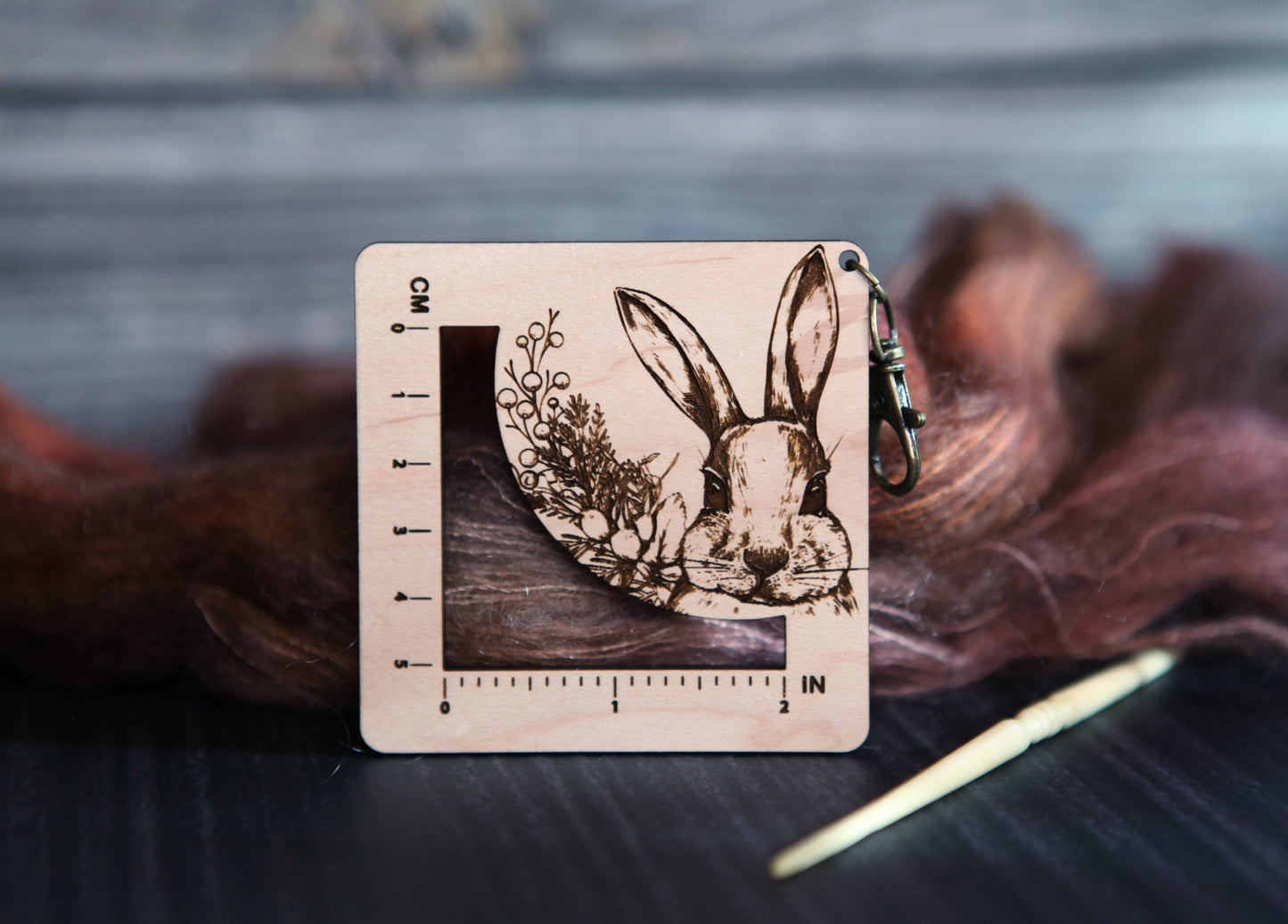 Forest Rabbit Fiber Arts Swatch Ruler, Maple & Bronze Clasp