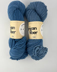 two skeins of sky blue wool yarn