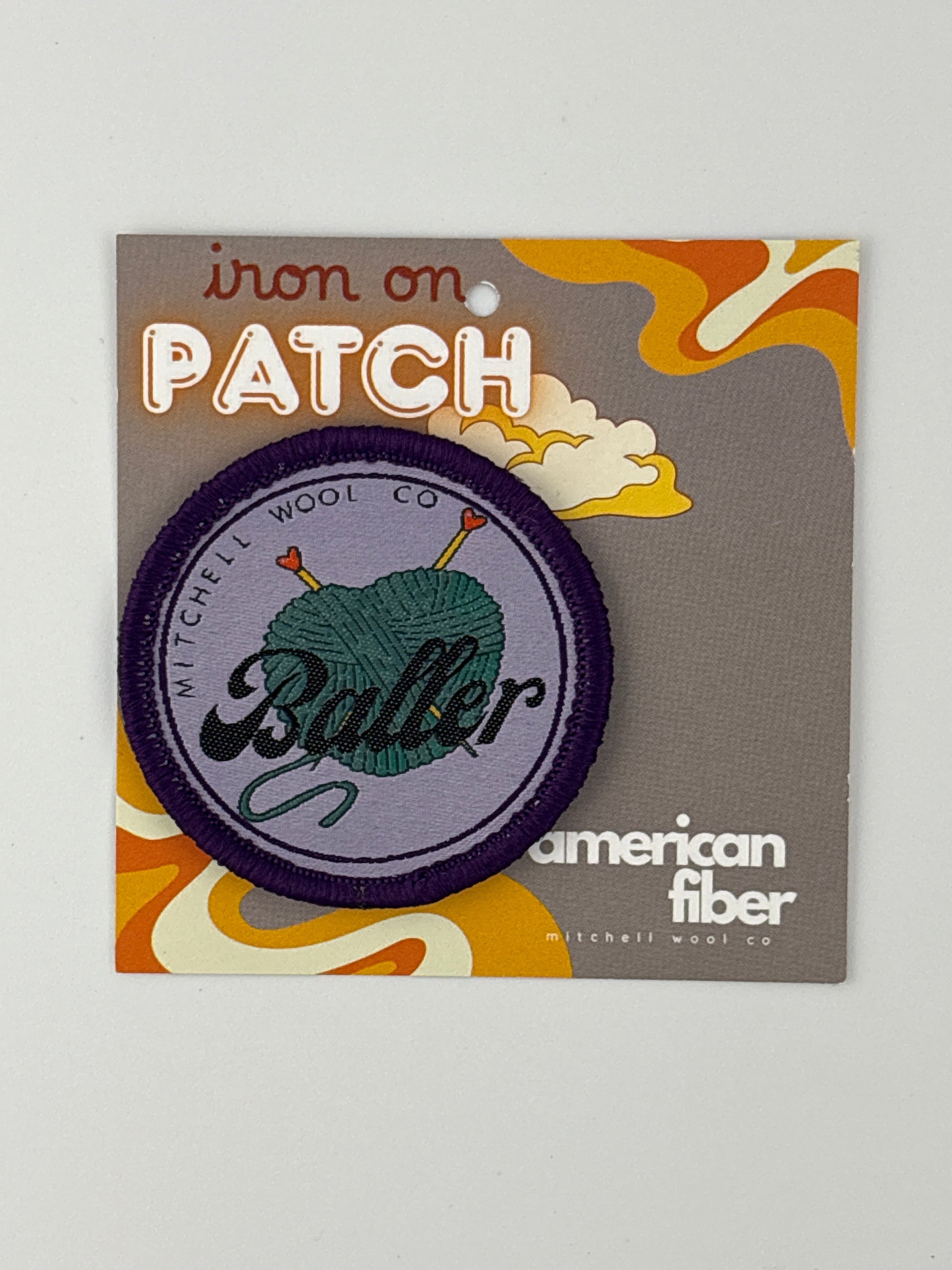 Scout Bag patch on a card with 'American Fiber' branding