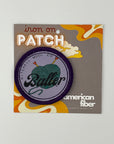 Scout Bag patch on a card with 'American Fiber' branding