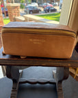 Re:Designed Project 41 brown leather knitting bag with gold zipper